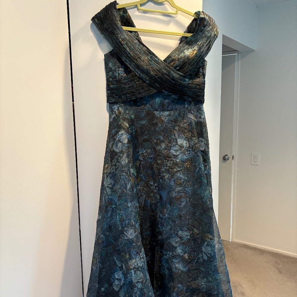 Theia  Auden Floral Crinkled Organza Off-the-Shoulder Midi Dress - Picture 9 of 9